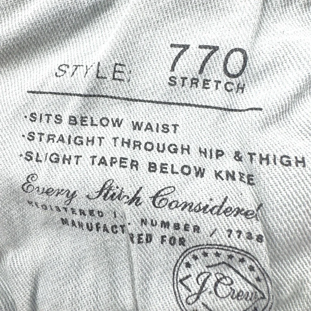 J.Crew 770 Straight‎ Men's 33 Med Wash Stretch Denim Jeans Classic Act 34